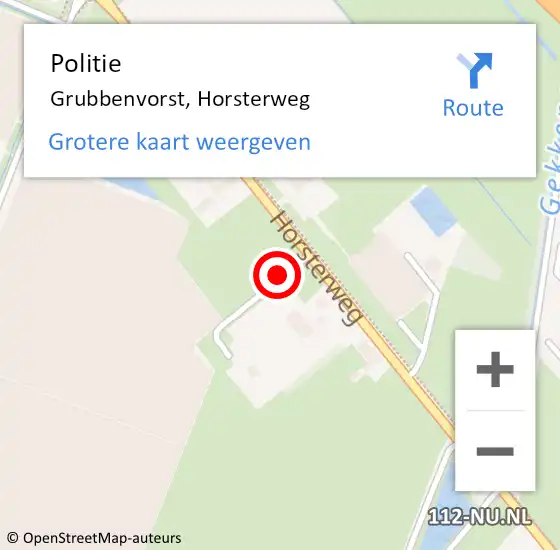 Locatie op kaart van de 112 melding: Politie Grubbenvorst, Horsterweg op 8 september 2024 17:56