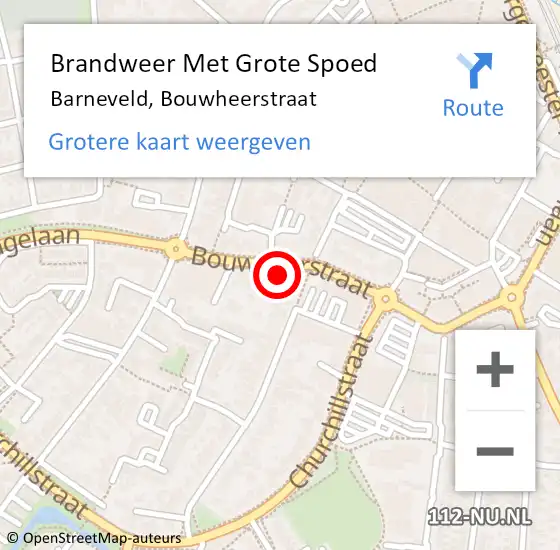 Locatie op kaart van de 112 melding: Brandweer Met Grote Spoed Naar Barneveld, Bouwheerstraat op 8 september 2024 17:57