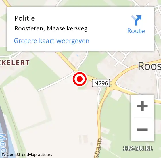 Locatie op kaart van de 112 melding: Politie Roosteren, Maaseikerweg op 8 september 2024 18:04