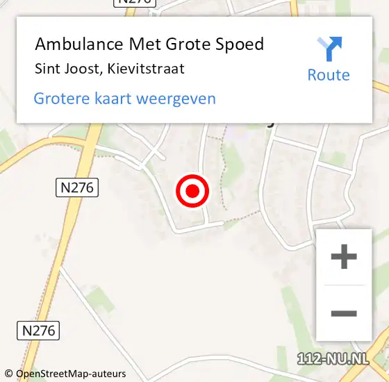 Locatie op kaart van de 112 melding: Ambulance Met Grote Spoed Naar Sint Joost, Kievitstraat op 19 oktober 2014 12:46