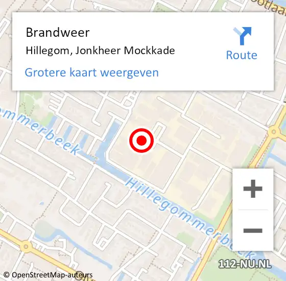 Locatie op kaart van de 112 melding: Brandweer Hillegom, Jonkheer Mockkade op 8 september 2024 18:08