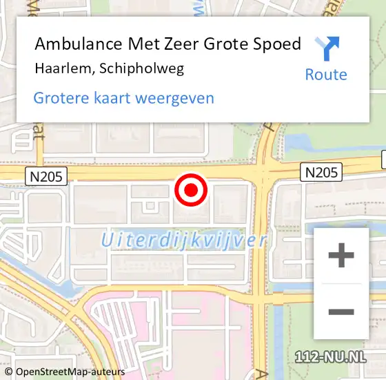 Locatie op kaart van de 112 melding: Ambulance Met Zeer Grote Spoed Naar Haarlem, Schipholweg op 8 september 2024 18:32