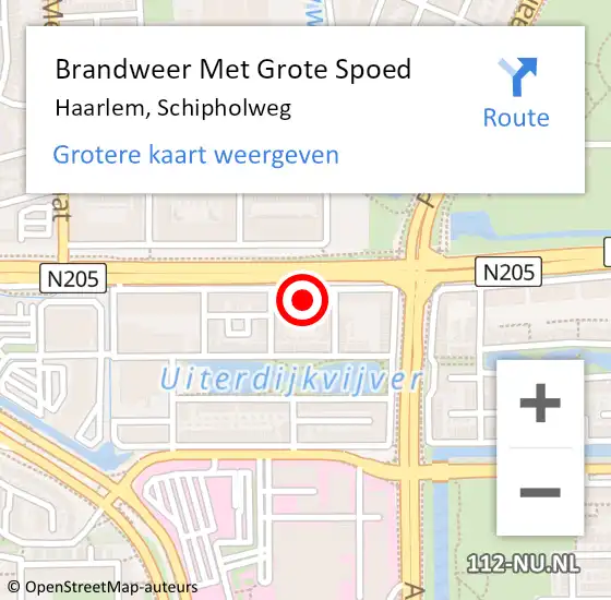 Locatie op kaart van de 112 melding: Brandweer Met Grote Spoed Naar Haarlem, Schipholweg op 8 september 2024 18:32