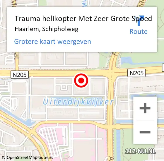 Locatie op kaart van de 112 melding: Trauma helikopter Met Zeer Grote Spoed Naar Haarlem, Schipholweg op 8 september 2024 18:33