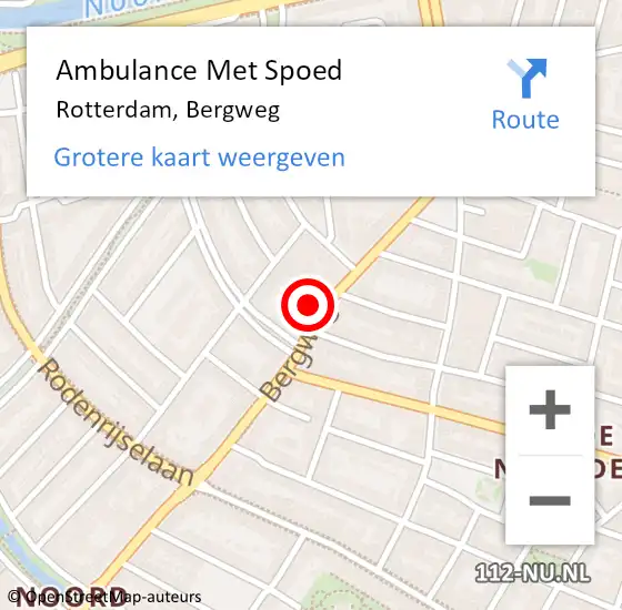 Locatie op kaart van de 112 melding: Ambulance Met Spoed Naar Rotterdam, Bergweg op 8 september 2024 18:37