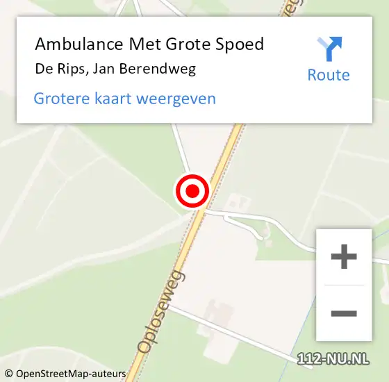 Locatie op kaart van de 112 melding: Ambulance Met Grote Spoed Naar De Rips, Jan Berendweg op 19 oktober 2014 12:50