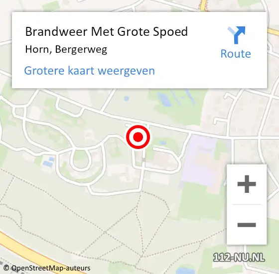 Locatie op kaart van de 112 melding: Brandweer Met Grote Spoed Naar Horn, Bergerweg op 8 september 2024 19:09