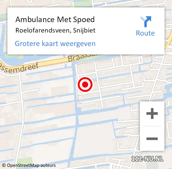 Locatie op kaart van de 112 melding: Ambulance Met Spoed Naar Roelofarendsveen, Snijbiet op 8 september 2024 19:13