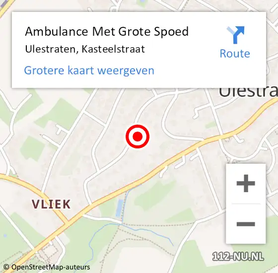 Locatie op kaart van de 112 melding: Ambulance Met Grote Spoed Naar Ulestraten, Kasteelstraat op 19 oktober 2014 12:52