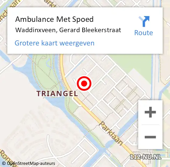 Locatie op kaart van de 112 melding: Ambulance Met Spoed Naar Waddinxveen, Gerard Bleekerstraat op 8 september 2024 19:21