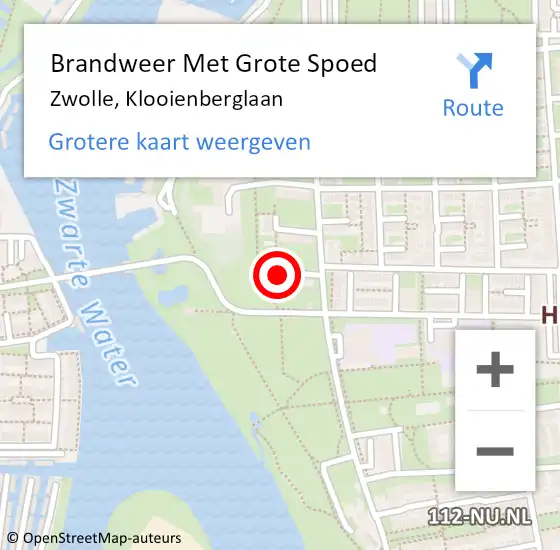 Locatie op kaart van de 112 melding: Brandweer Met Grote Spoed Naar Zwolle, Klooienberglaan op 8 september 2024 19:34