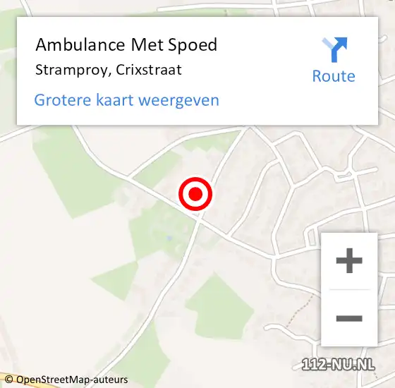 Locatie op kaart van de 112 melding: Ambulance Met Spoed Naar Stramproy, Crixstraat op 8 september 2024 19:38