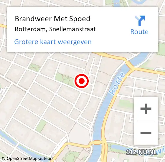 Locatie op kaart van de 112 melding: Brandweer Met Spoed Naar Rotterdam, Snellemanstraat op 8 september 2024 19:44