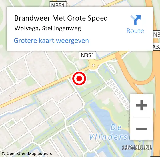 Locatie op kaart van de 112 melding: Brandweer Met Grote Spoed Naar Wolvega, Stellingenweg op 8 september 2024 19:56