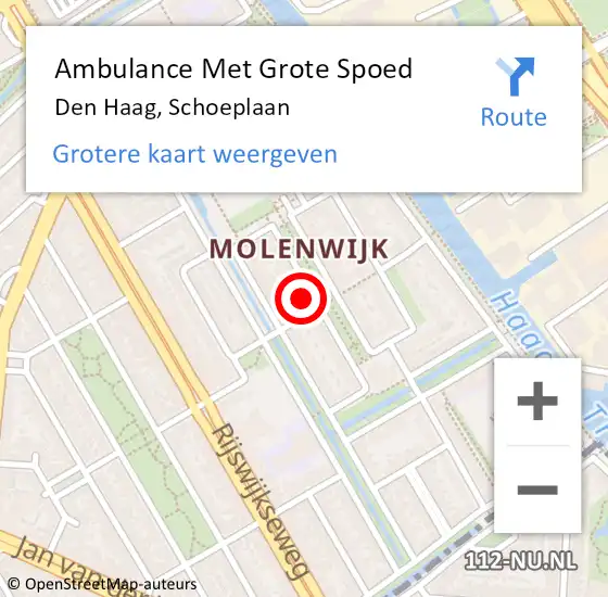 Locatie op kaart van de 112 melding: Ambulance Met Grote Spoed Naar Den Haag, Schoeplaan op 8 september 2024 20:11