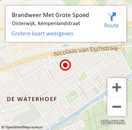 Locatie op kaart van de 112 melding: Brandweer Met Grote Spoed Naar Oisterwijk, Kempenlandstraat op 8 september 2024 20:21