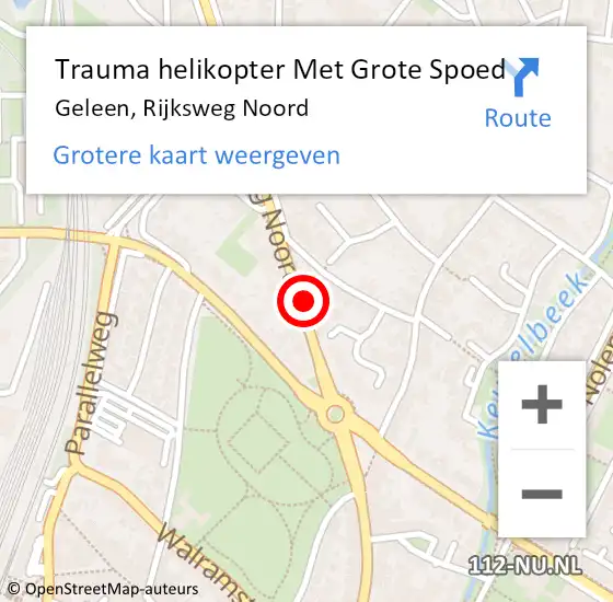 Locatie op kaart van de 112 melding: Trauma helikopter Met Grote Spoed Naar Geleen, Rijksweg Noord op 8 september 2024 20:35