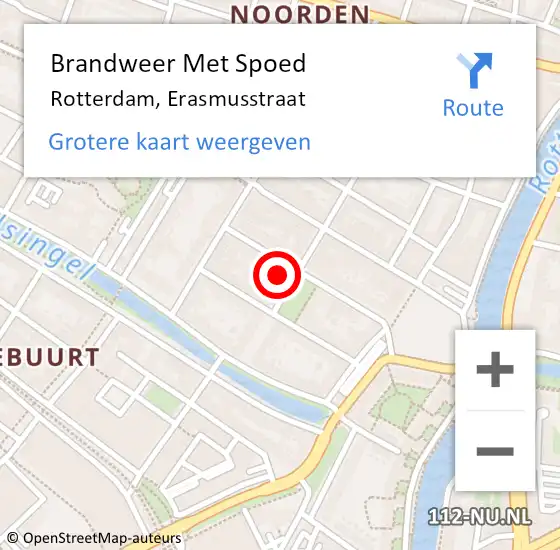 Locatie op kaart van de 112 melding: Brandweer Met Spoed Naar Rotterdam, Erasmusstraat op 8 september 2024 20:51