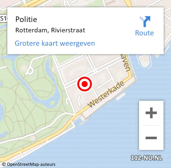 Locatie op kaart van de 112 melding: Politie Rotterdam, Rivierstraat op 8 september 2024 20:56