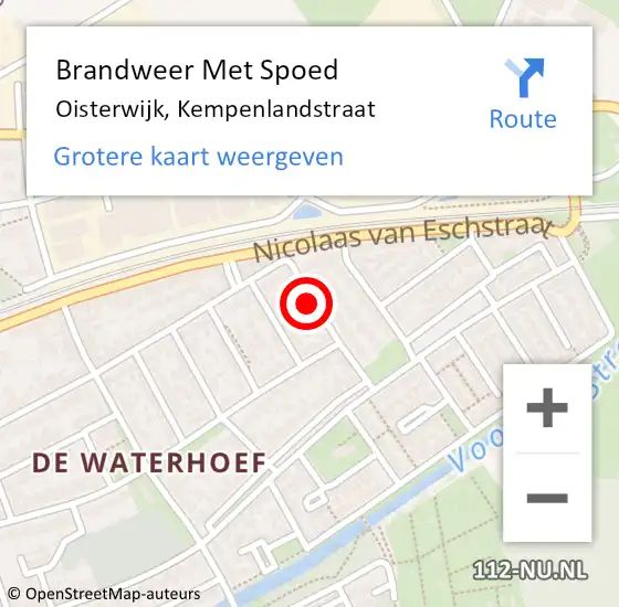 Locatie op kaart van de 112 melding: Brandweer Met Spoed Naar Oisterwijk, Kempenlandstraat op 8 september 2024 21:02