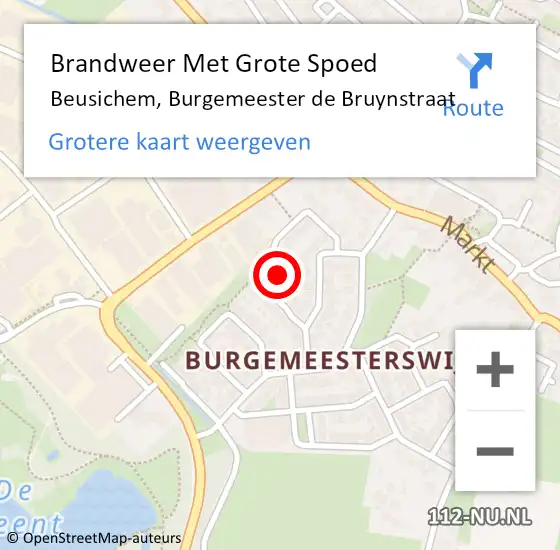 Locatie op kaart van de 112 melding: Brandweer Met Grote Spoed Naar Beusichem, Burgemeester de Bruynstraat op 8 september 2024 21:02