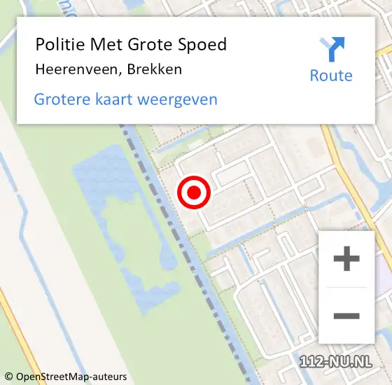 Locatie op kaart van de 112 melding: Politie Met Grote Spoed Naar Heerenveen, Brekken op 8 september 2024 21:27