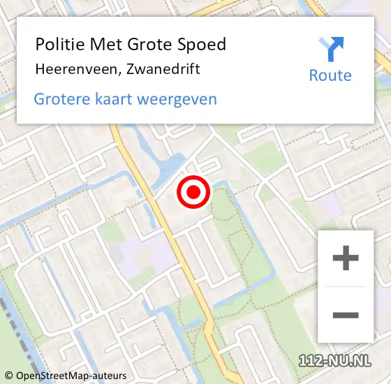 Locatie op kaart van de 112 melding: Politie Met Grote Spoed Naar Heerenveen, Zwanedrift op 8 september 2024 21:34