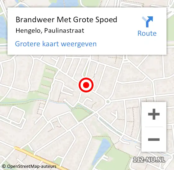 Locatie op kaart van de 112 melding: Brandweer Met Grote Spoed Naar Hengelo, Paulinastraat op 8 september 2024 21:49