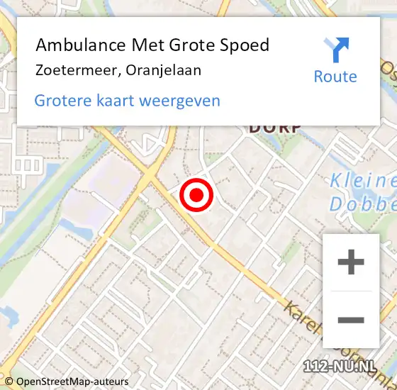 Locatie op kaart van de 112 melding: Ambulance Met Grote Spoed Naar Zoetermeer, Oranjelaan op 8 september 2024 22:05