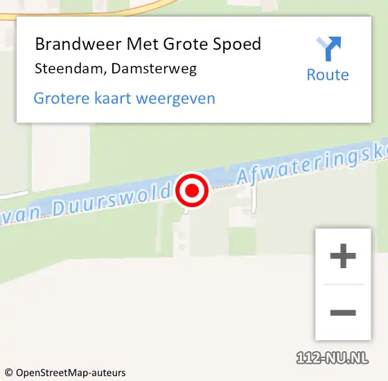 Locatie op kaart van de 112 melding: Brandweer Met Grote Spoed Naar Steendam, Damsterweg op 19 oktober 2014 13:10