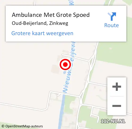 Locatie op kaart van de 112 melding: Ambulance Met Grote Spoed Naar Oud-Beijerland, Zinkweg op 8 september 2024 22:39