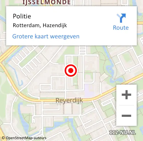 Locatie op kaart van de 112 melding: Politie Rotterdam, Hazendijk op 8 september 2024 22:55