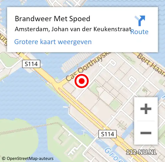 Locatie op kaart van de 112 melding: Brandweer Met Spoed Naar Amsterdam, Johan van der Keukenstraat op 8 september 2024 23:01