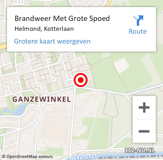 Locatie op kaart van de 112 melding: Brandweer Met Grote Spoed Naar Helmond, Kotterlaan op 8 september 2024 23:26