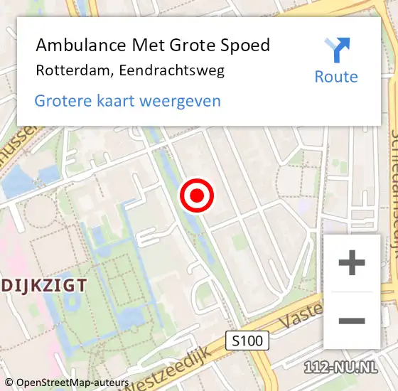 Locatie op kaart van de 112 melding: Ambulance Met Grote Spoed Naar Rotterdam, Eendrachtsweg op 8 september 2024 23:26