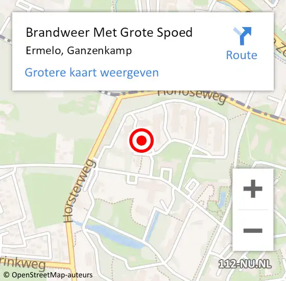 Locatie op kaart van de 112 melding: Brandweer Met Grote Spoed Naar Ermelo, Ganzenkamp op 8 september 2024 23:39