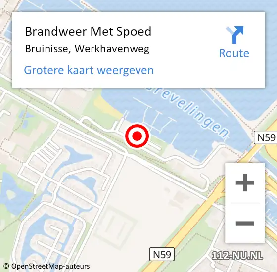 Locatie op kaart van de 112 melding: Brandweer Met Spoed Naar Bruinisse, Werkhavenweg op 8 september 2024 23:42