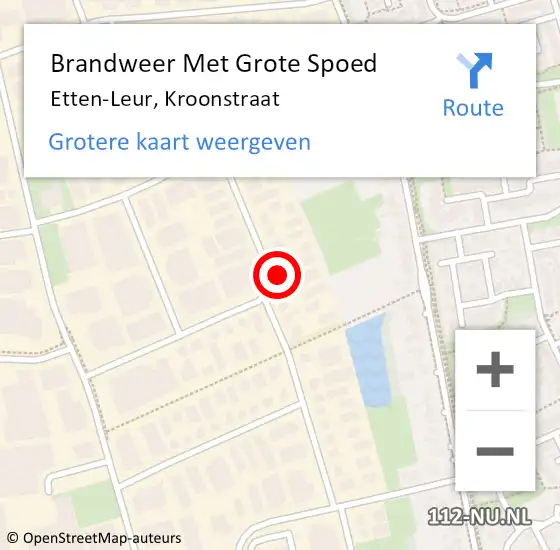 Locatie op kaart van de 112 melding: Brandweer Met Grote Spoed Naar Etten-Leur, Kroonstraat op 9 september 2024 00:25