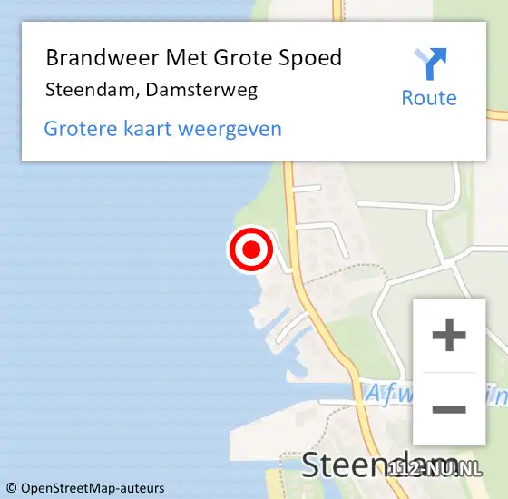 Locatie op kaart van de 112 melding: Brandweer Met Grote Spoed Naar Steendam, Damsterweg op 19 oktober 2014 13:18