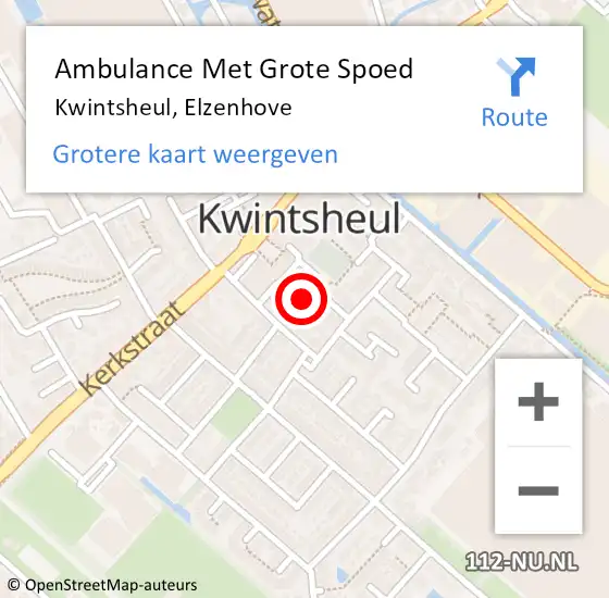 Locatie op kaart van de 112 melding: Ambulance Met Grote Spoed Naar Kwintsheul, Elzenhove op 9 september 2024 01:17