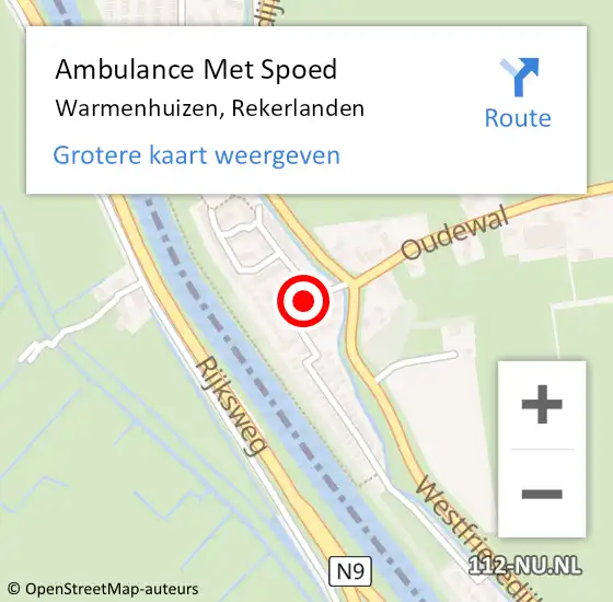 Locatie op kaart van de 112 melding: Ambulance Met Spoed Naar Warmenhuizen, Rekerlanden op 9 september 2024 01:21