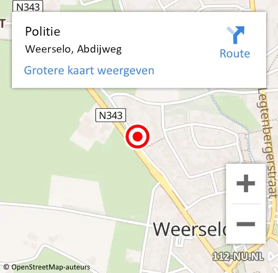 Locatie op kaart van de 112 melding: Politie Weerselo, Abdijweg op 9 september 2024 02:52