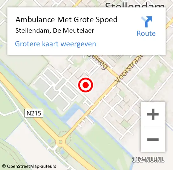 Locatie op kaart van de 112 melding: Ambulance Met Grote Spoed Naar Stellendam, De Meutelaer op 9 september 2024 03:07