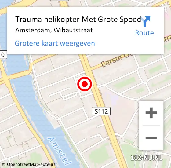 Locatie op kaart van de 112 melding: Trauma helikopter Met Grote Spoed Naar Amsterdam, Wibautstraat op 9 september 2024 03:39