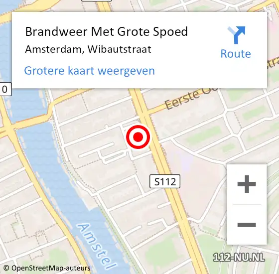 Locatie op kaart van de 112 melding: Brandweer Met Grote Spoed Naar Amsterdam, Wibautstraat op 9 september 2024 03:39