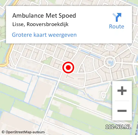 Locatie op kaart van de 112 melding: Ambulance Met Spoed Naar Lisse, Rooversbroekdijk op 9 september 2024 04:17