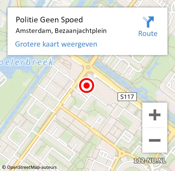 Locatie op kaart van de 112 melding: Politie Geen Spoed Naar Amsterdam, Bezaanjachtplein op 9 september 2024 04:43