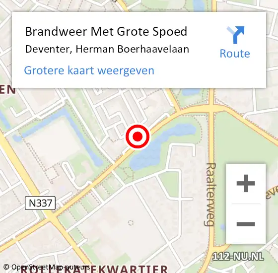 Locatie op kaart van de 112 melding: Brandweer Met Grote Spoed Naar Deventer, Herman Boerhaavelaan op 9 september 2024 04:44