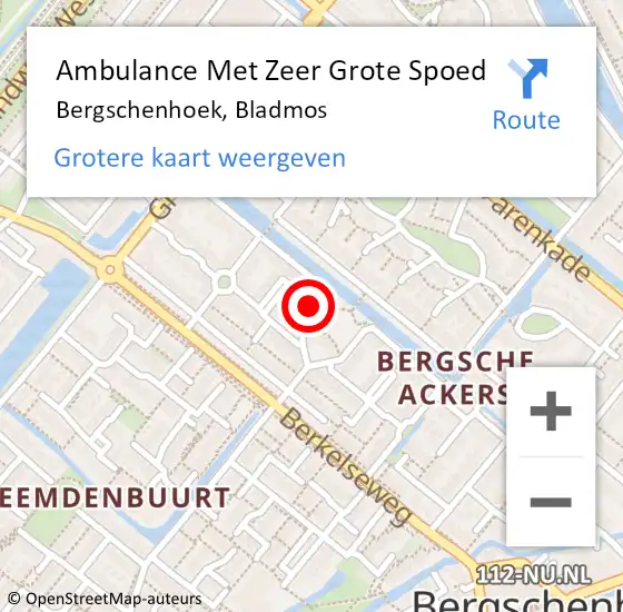 Locatie op kaart van de 112 melding: Ambulance Met Zeer Grote Spoed Naar Bergschenhoek, Bladmos op 9 september 2024 05:00