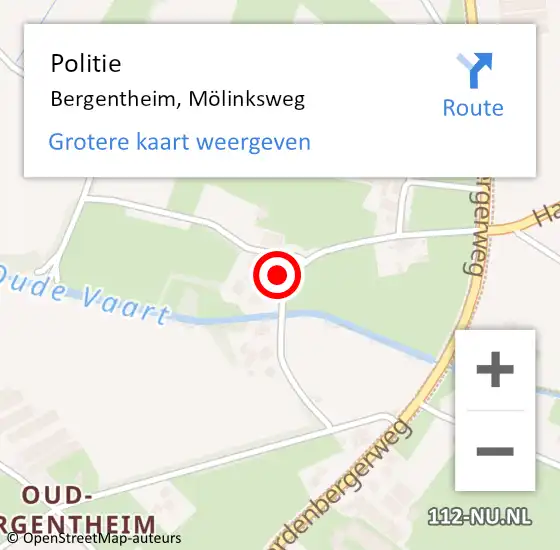 Locatie op kaart van de 112 melding: Politie Bergentheim, Mölinksweg op 9 september 2024 05:23